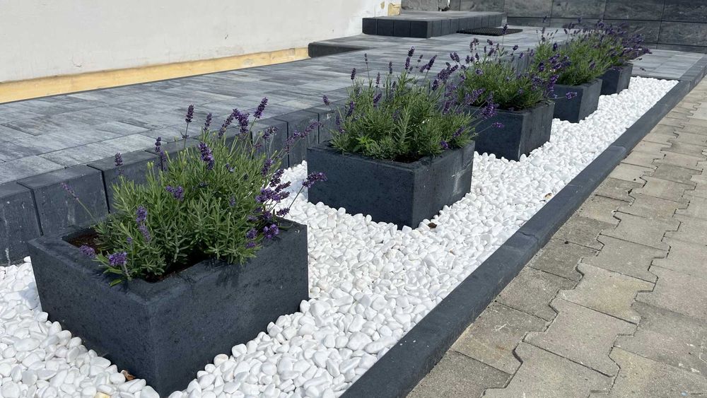 Ogrodzenie gładkie bloczek betonowy gazon donica, słupek 36x36x20