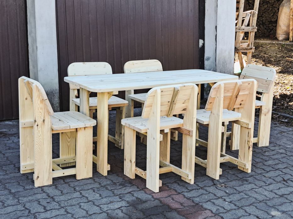 Zestaw mebli ogrodowych ławki krzesła stół piknikowy