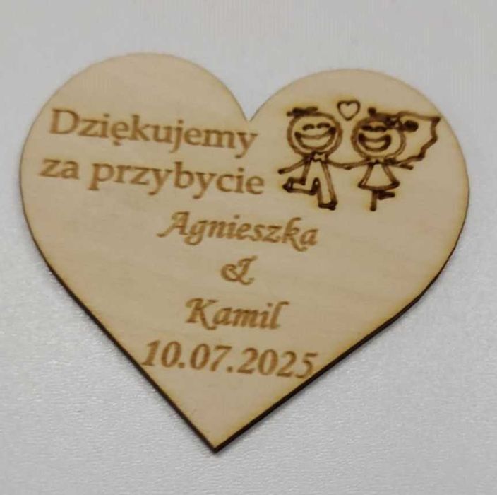 Podziękowanie dla gości weselnych magnes ślub 8x7,4cm imiona data