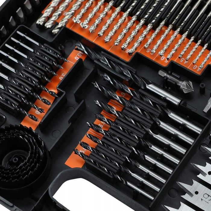 Zestaw wierteł bitów otwornic do drewna metalu HSS nasadki bity 246el