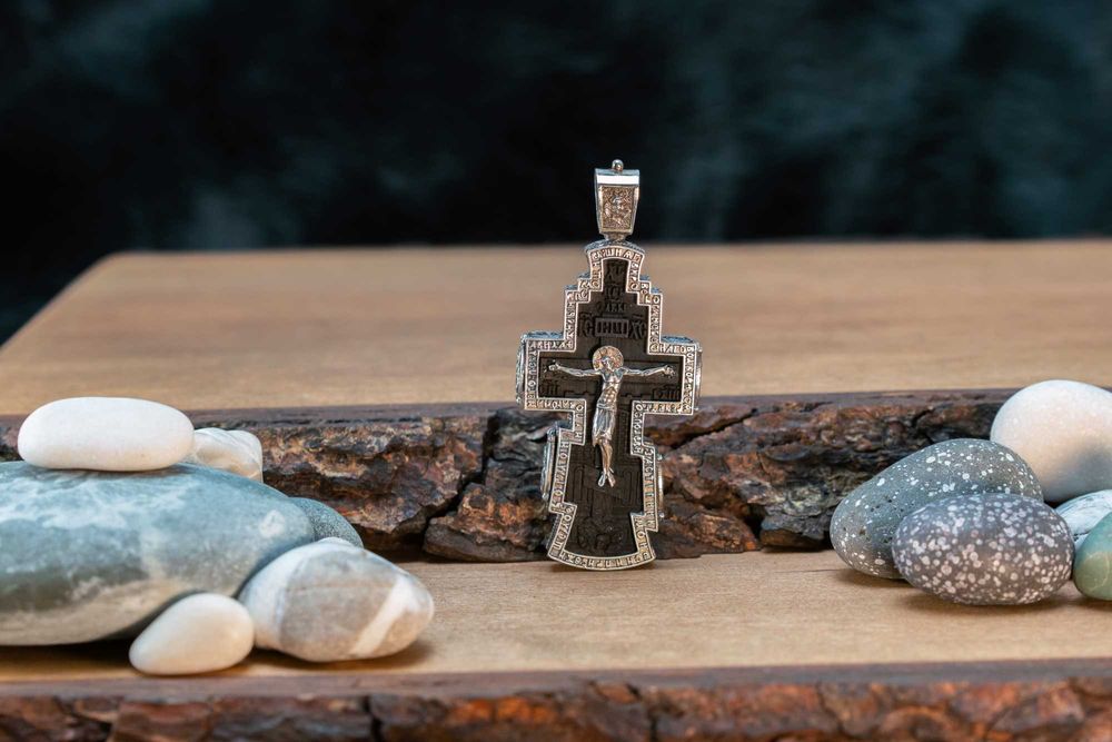 Крест эбеновое дерево, серебро 925 пробы