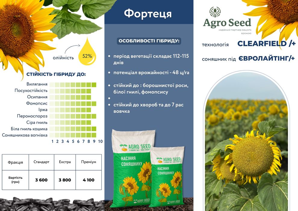 Насіння соняшнику. Посівний матеріал. Гібрид під Євро-Лайтинг