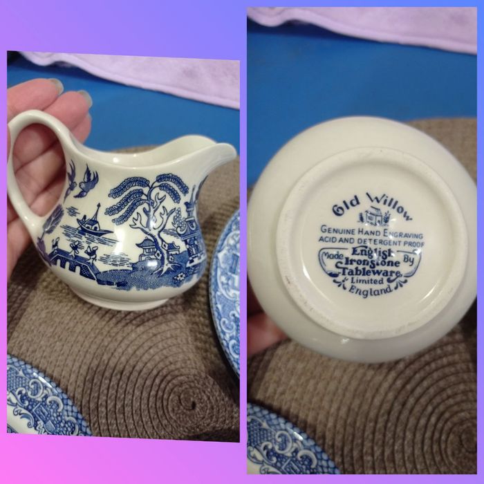 Фаянсовий вінтажний англійський набір,,голуба верба-голубая ива,,