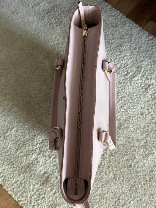 Torebka shopper Batycki skórzana pudrowy róż