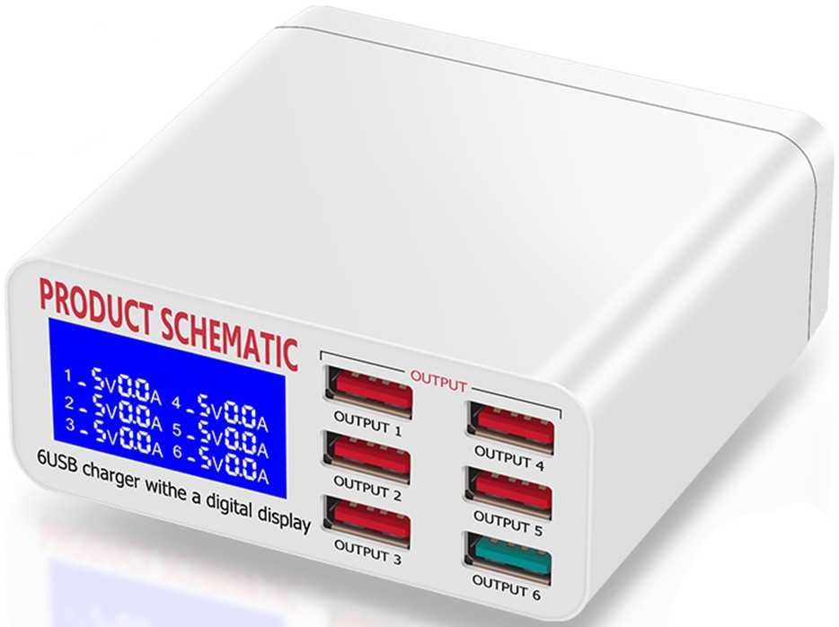 Зарядная станция на 6 USB портов Product Schematic