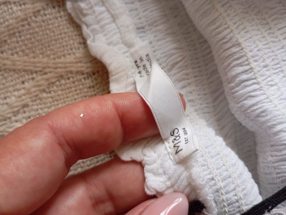 M&S 7-8L biała naturalna sukienka długa midi maxi