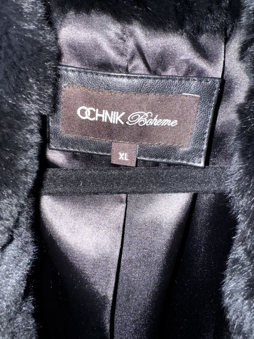 Ochnik czarne naturalne futro kożuch r L/XL