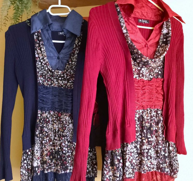 Nowy sweter granat 38/40 koronka-kwiaty M/L