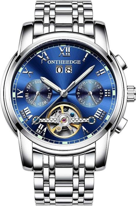 RORIOS Męski automatyczny zegarek mechaniczny, metalowa bransoletka