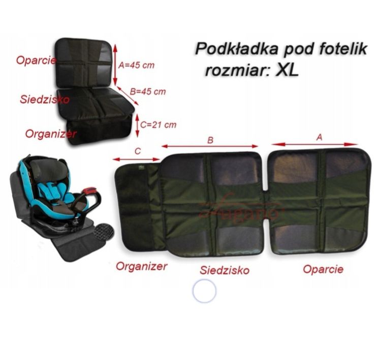 Podkładka pod fotelik dziecięcy, mata ochronna, ISOFIX, LUGANO 2 szt.