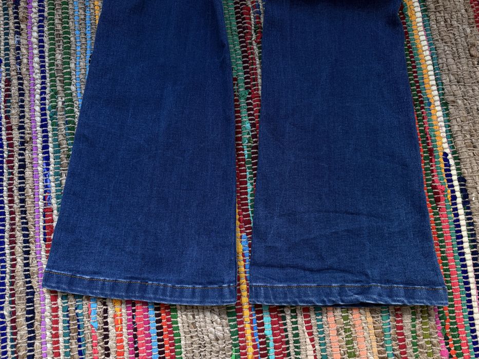 Джинсы стрейч синие клеш высокая средняя талия 38 36 flared bootcut