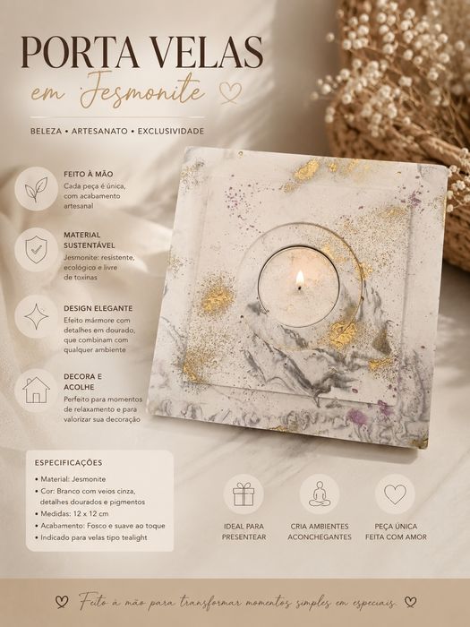 Porta velas em jesmonite