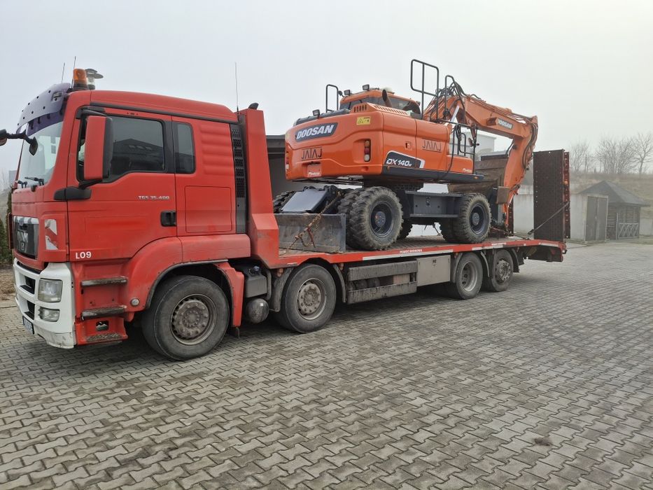 Transport laweta maszyny budowlane wozki widłowe koparki ładowarki