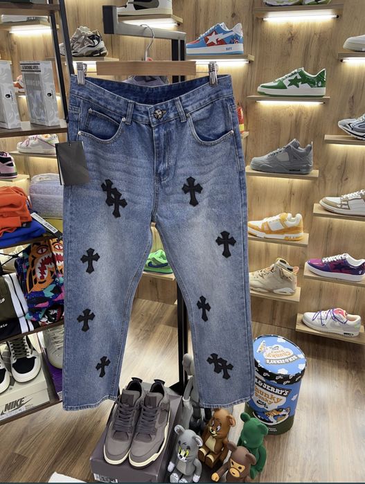 Джинси CHROME HEARTS Chest Blue / Black Logo