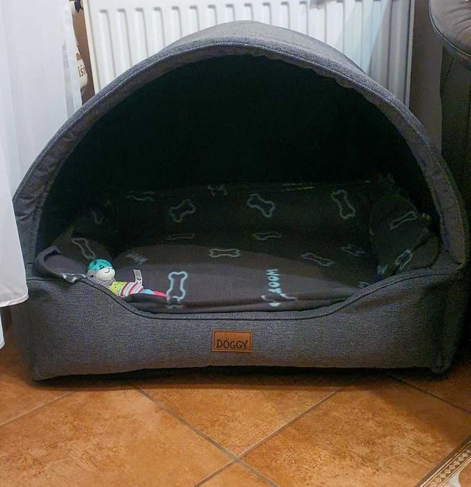 Legowisko z daszkiem 2w1 / domek dla psa Doggy 82x58 grafit – jak nowe