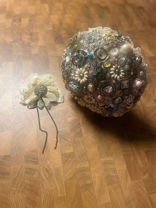 Bukiet ślubny z broszek z butonierką - KOMPLET