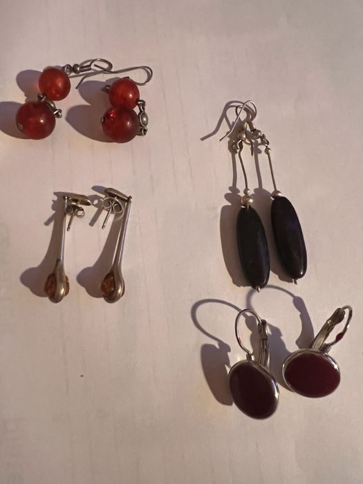 Kolczyki, biżuteria, vintage 4 szt, zestaw