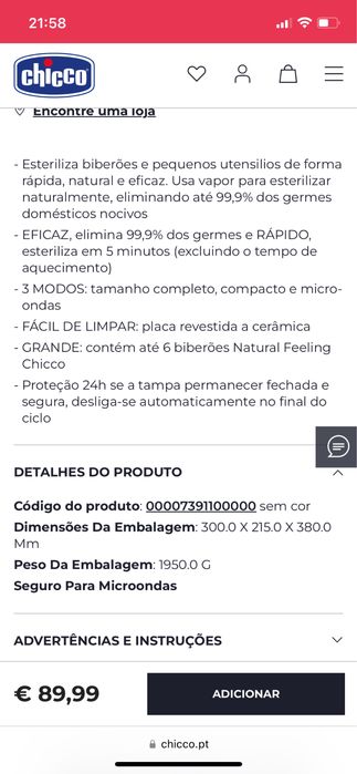 Esterilizador chicco