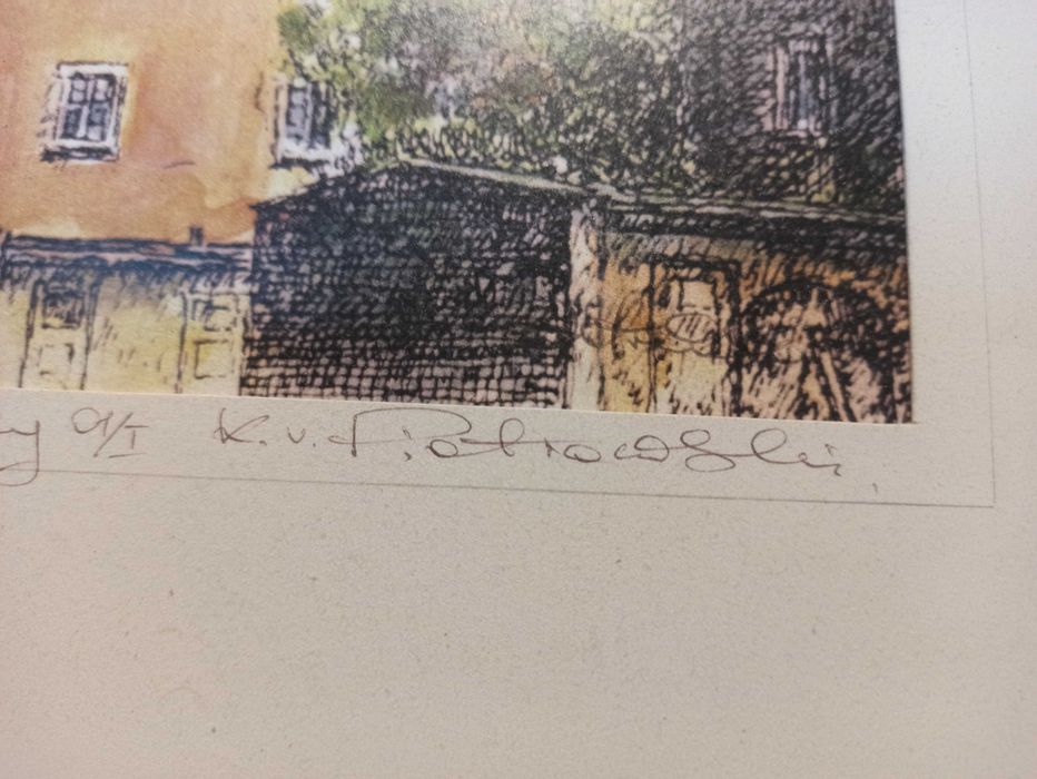 kolorowa grafika Archikatedra w Świdnicy w ramie