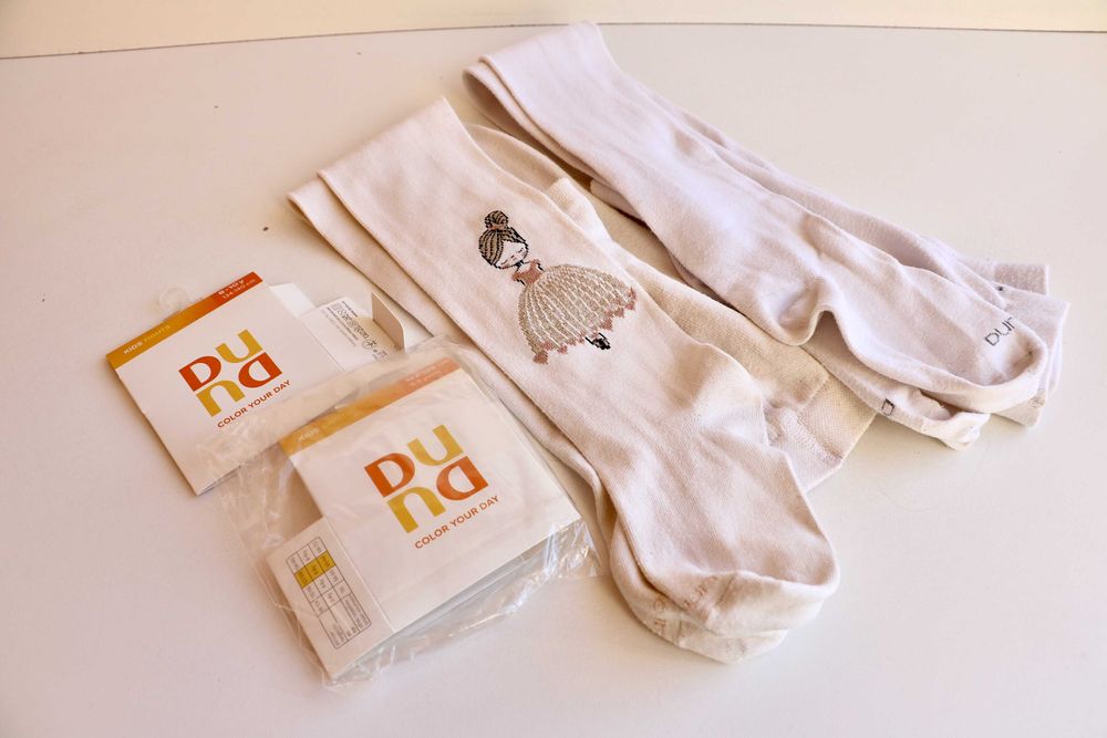 Колготы белые Duna на девочку 6-8 лет (122-128 см)