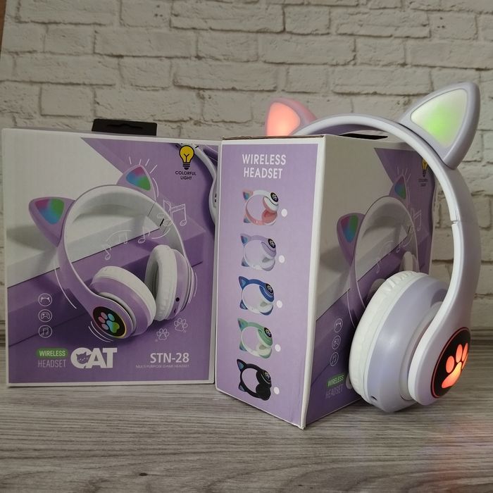 JST 28, STN 28 Детские блютуз наушники кошачьи ушки