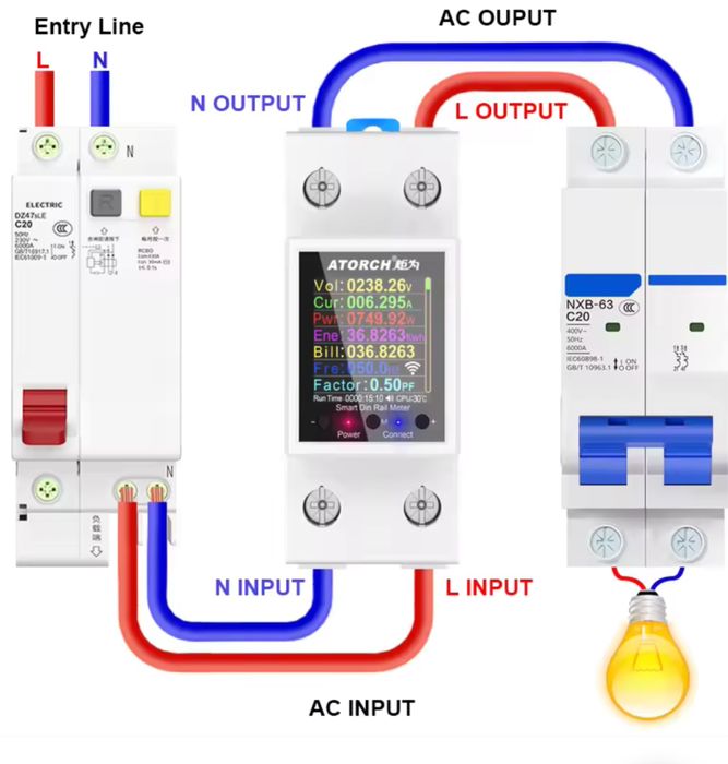 Wifi реле Atorch GR2PWS 100A Енергометр Барьер можно для Электромобиля