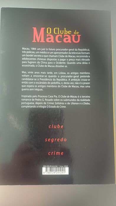 "O Clube de Macau" - Pedro G. Rosado (Círculo de Leitores)