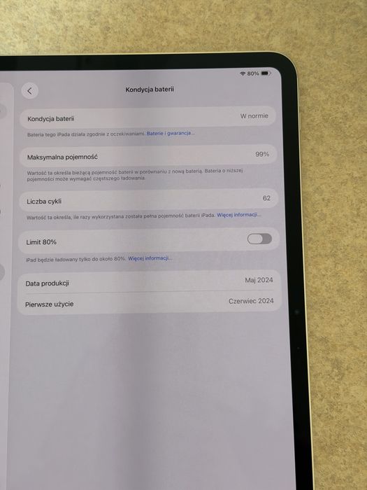 iPad Pro 13 M4 256 GB Wi-Fi Silver, 99% baterii