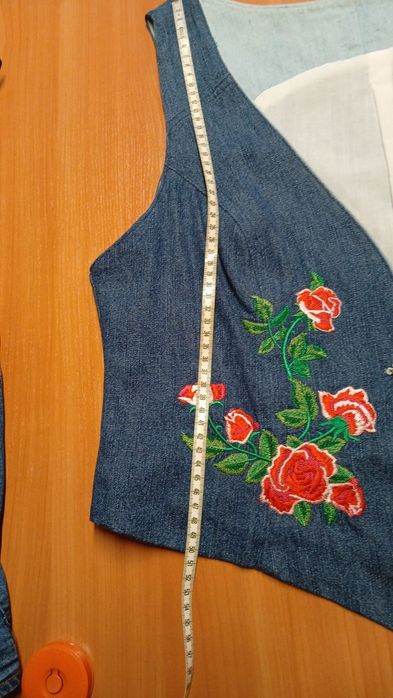 Kamizelka jeans haftowana country