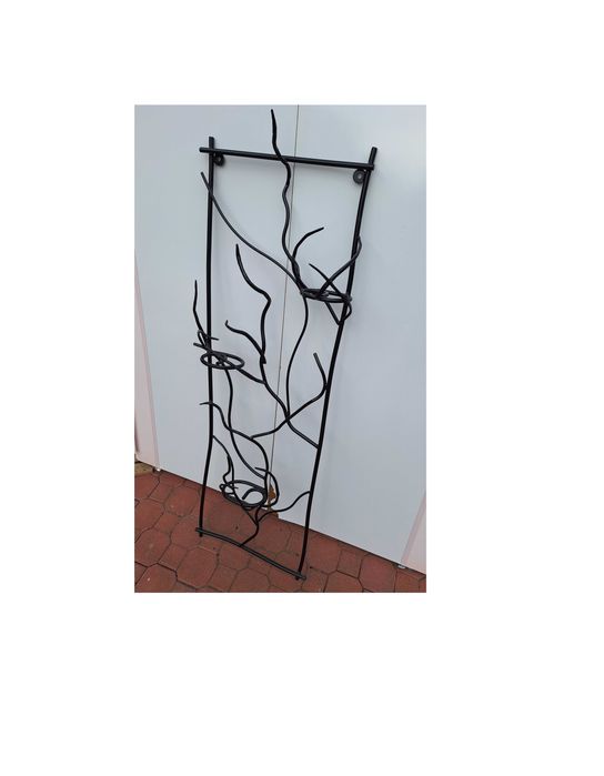 Ręcznie kuta pergola z podstawkami na doniczki – stal, czarny półmat