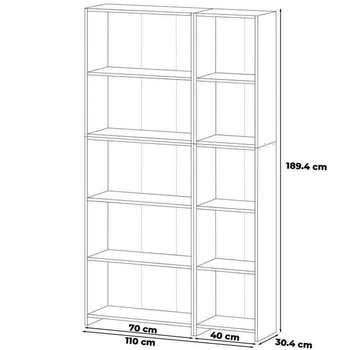 Regał Do Salonu Nowoczesny Na Książki 110cm Stojak 10 Półek Modułowy