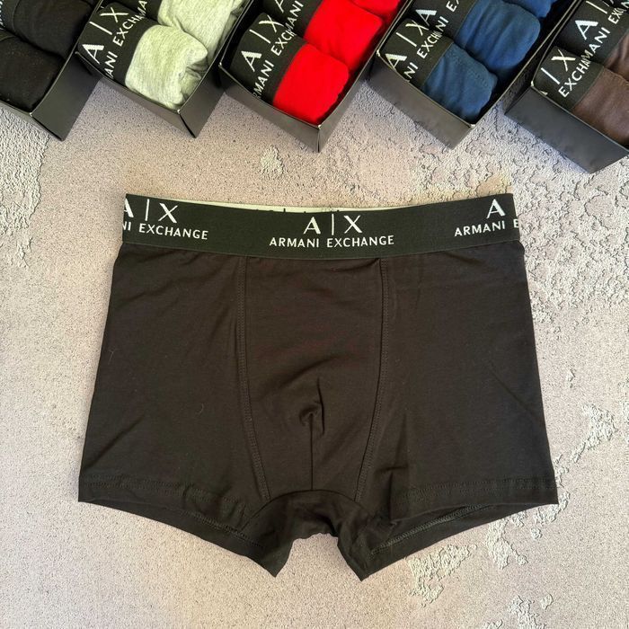 Чоловічі боксери Армані. Мужские класические черные трусы, хлопок