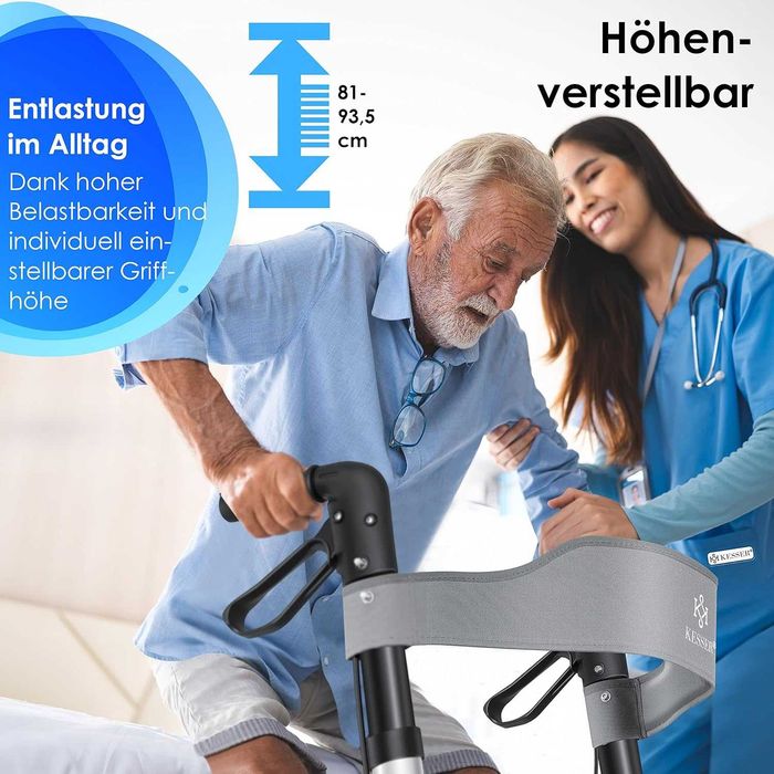 Aluminiowy chodzik, lekki,podróżny z wyposażeniem KESSER , Szary