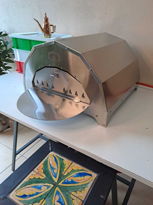 Piec do pizzy na gaz "Pizzart Inox"+ biscotto 40x 40 x 3 Made in Italy