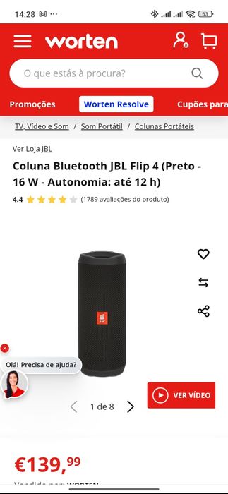 JBL Flip4 - Como nova