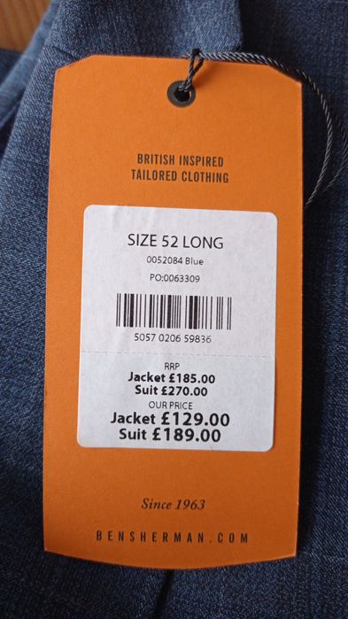 Костюм-двойка ben sherman 50% шерсть 54-56 размер