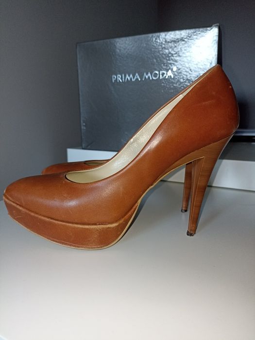 Szpilki Prima Moda 37 skóra camel