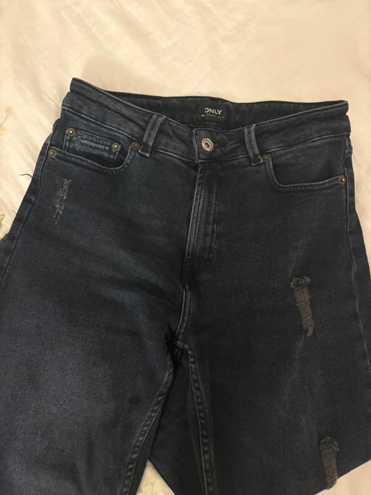 Szare czarne jeansy only z przetarciami S 36 27/32