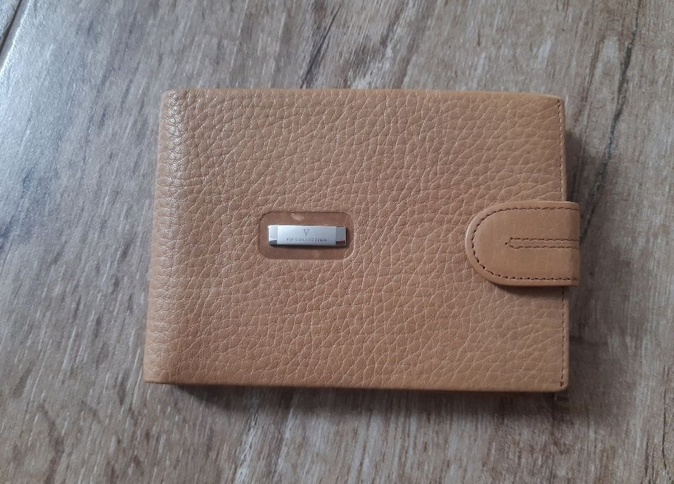Portfel męski skórzany pojemny jasny brązowy VIP Collection Platinum