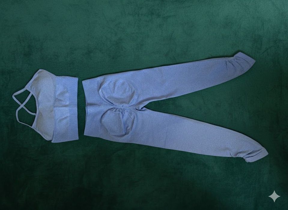 komplet sportowy legginsy + top /niebieski/