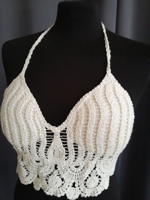 Biały azurowy top boho M/L/XL