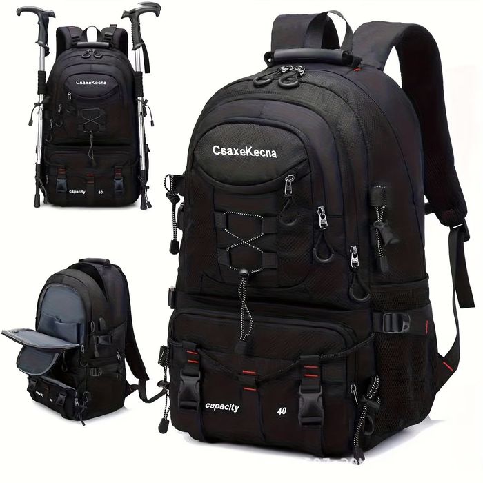 Mochila de Viagem,Caminhada 40L . Impermeável . Compartimento para Portátil . Preta