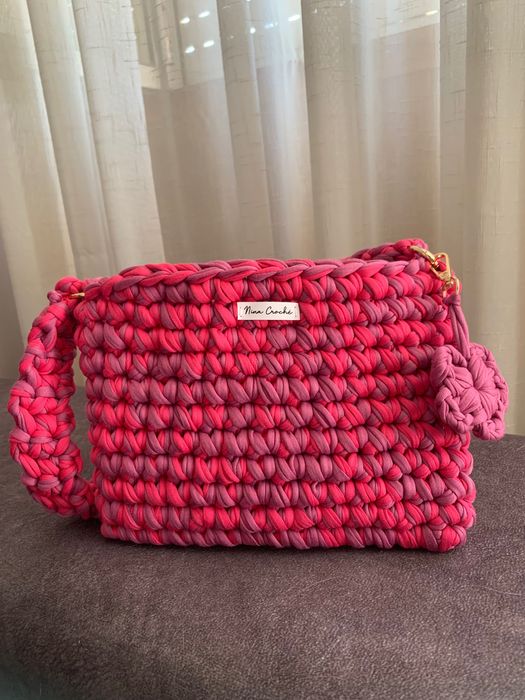 Bolsa Framboesa Croche