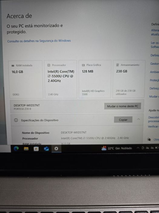 Portátil toshiba protege i7 5500 Z30-B 16Gb ram