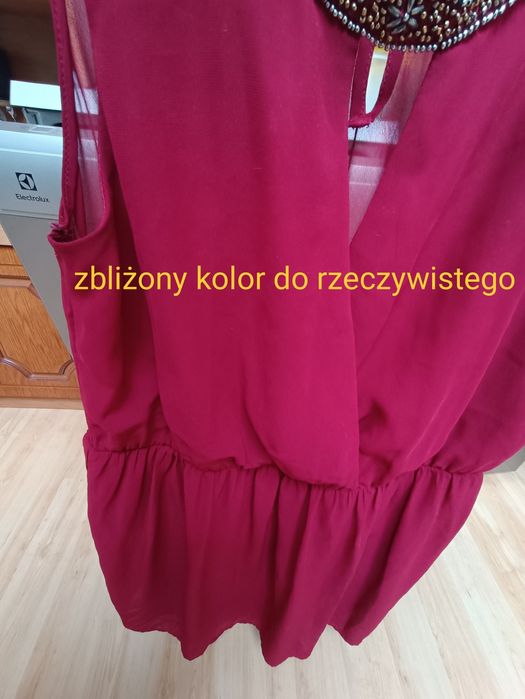 Piękna wizytowa czerwona bordo sukienka Zara XS