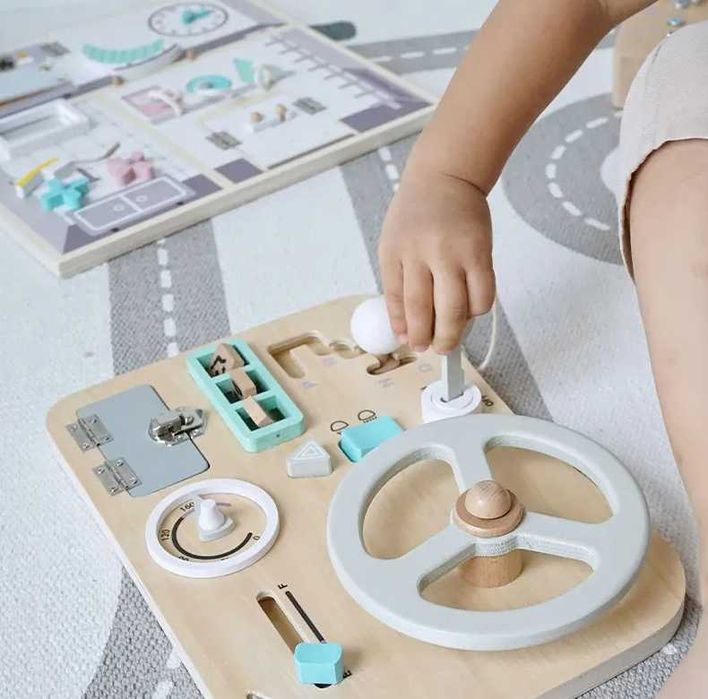 Drewniana Kierownica Manipulacyjna Dla Dzieci Motoryka Montessori