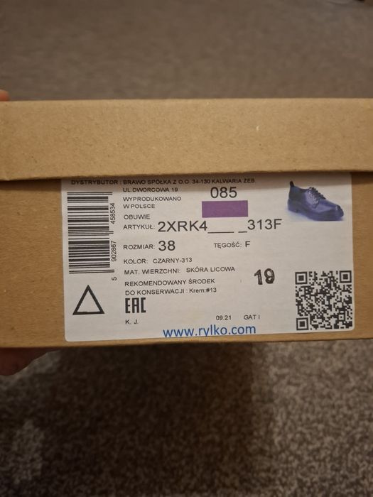 Skórzane półbuty oxfordy RYŁKO 38 czarne STAN IDEALNY