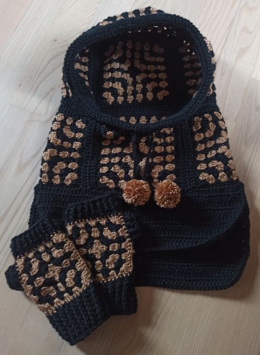 Komplet kapturek balaclava i mitenki