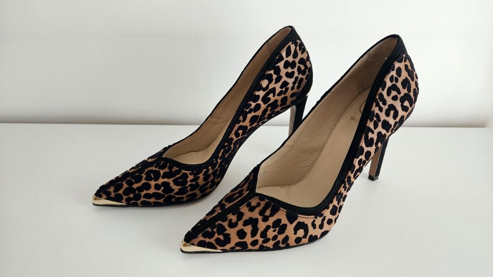 Nowe szpilki panterka wzór zwierzęcy 39 40 Baldowski kazar