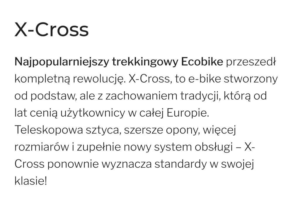 Rower elektryczny Ecobike x-cross white 19/14